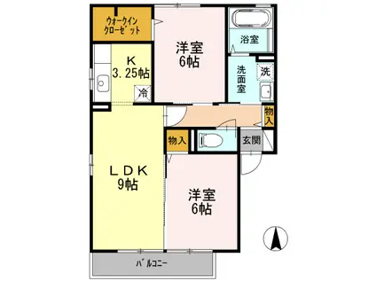 ルミエールA(2LDK/2階)の間取り写真