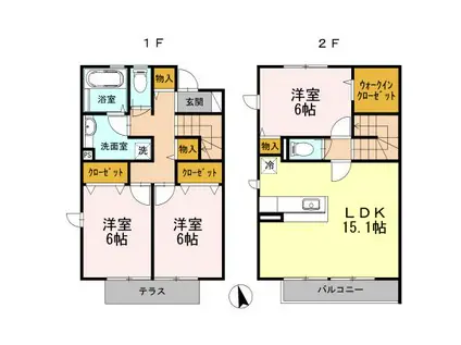 ルピナス(3LDK/1階)の間取り写真