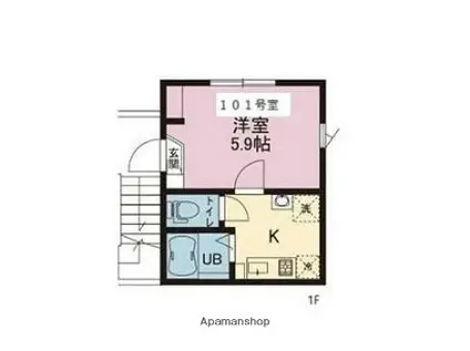 プルミエール HOZU(1K/1階)の間取り写真