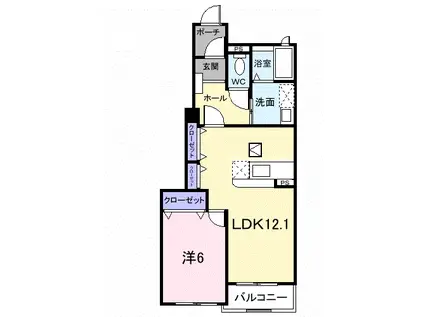 モスフロックス(1LDK/1階)の間取り写真