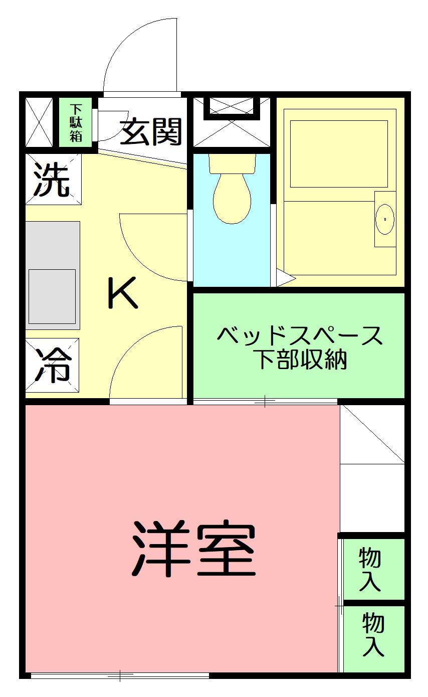 レオパレスストリームⅡ(1K/1階)の間取り写真
