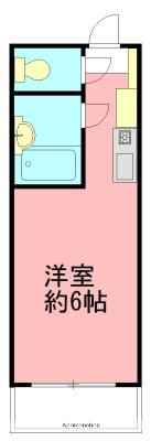 マリンコート浜須賀(ワンルーム/1階)の間取り写真