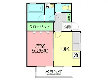 サーフサイドテラス壱番館(1DK/2階)の間取り写真