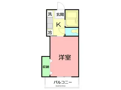 ベルハイム21(1K/2階)の間取り写真