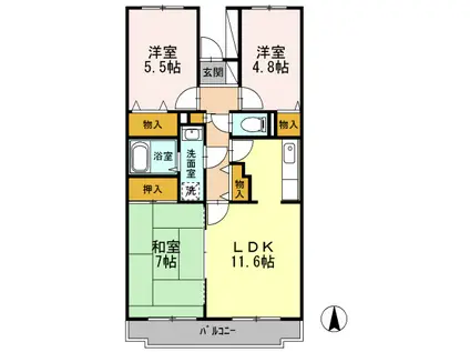 BELLEVUE参番館(3LDK/3階)の間取り写真