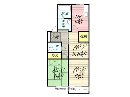 サニーフラットロク(3DK/2階)の間取り写真