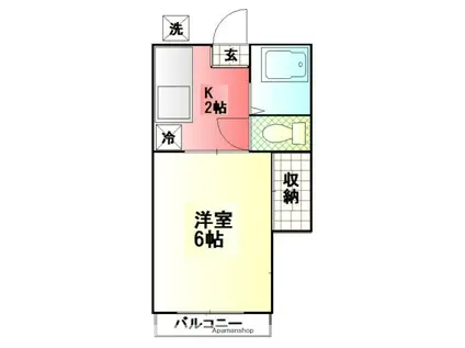 第2グリーンハウス(1K/1階)の間取り写真