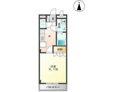 シャン・ド・ペーシュ(1K/2階)の間取り写真