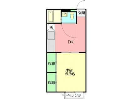 コーポ西湘Ⅱ(1DK/1階)の間取り写真