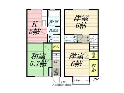 シャトー津田Ⅱ(3K)の間取り写真