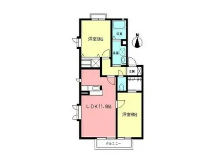 サニーライフ大磯(2LDK/2階)の間取り写真