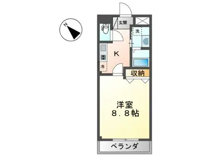 ディアコート(1K/3階)の間取り写真