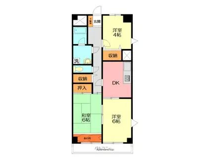 ペアコート伊勢原(3DK/6階)の間取り写真