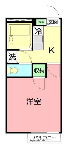 ヴァンヴェール伊勢原(1K/2階)の間取り写真