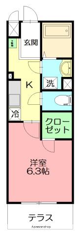 カレッジヒルズ(1K/1階)の間取り写真