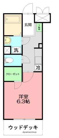カレッジヒルズ(1K/4階)の間取り写真
