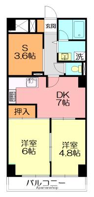 ライオンズマンション鶴巻温泉(3DK/7階)の間取り写真