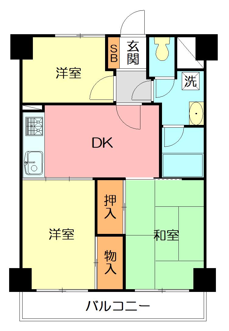 グレイス秦野(3DK/5階)の間取り写真