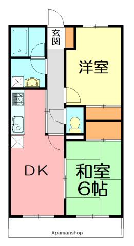 サンステージ茅ヶ崎(2LDK/4階)の間取り写真