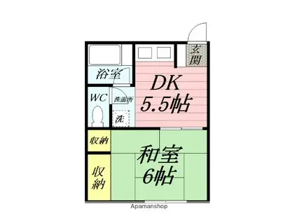 かえで荘(1DK/1階)の間取り写真