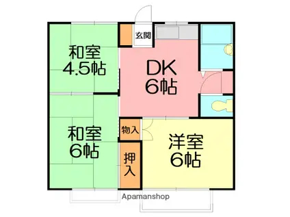 ファミールみどりが丘A棟(3DK/2階)の間取り写真