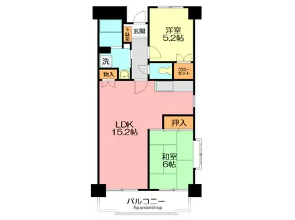 タウンコート湘南(2LDK/4階)の間取り写真