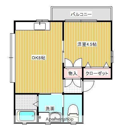 グリーンハウス(1DK/2階)の間取り写真