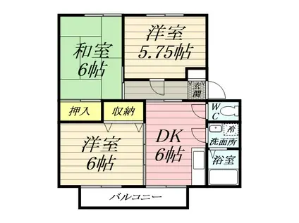 プラザ樹苑A棟(3DK/2階)の間取り写真