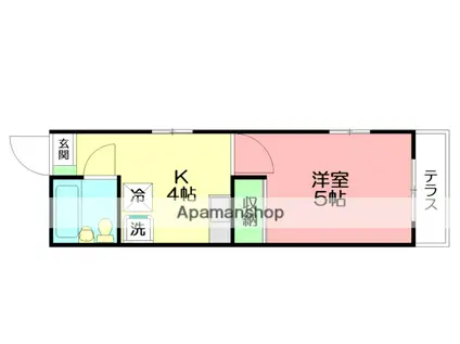 プラーズ城南 B棟(1K/1階)の間取り写真