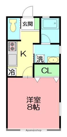 クラウンハイツ2(1K/1階)の間取り写真