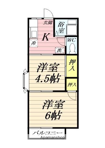 ファミーユ本厚木(2K/2階)の間取り写真
