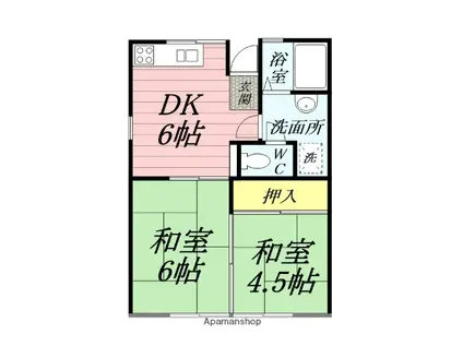 南林間ハウス(2DK/2階)の間取り写真