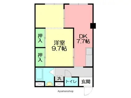 平塚紅谷座ビル(1DK/4階)の間取り写真