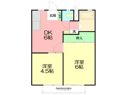 サンライズ湘南(2DK/2階)の間取り写真