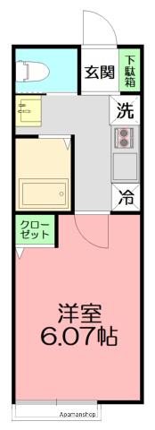 ブランノワールⅡ(1K/1階)の間取り写真