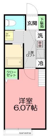 ブランノワールⅡ(1K/2階)の間取り写真