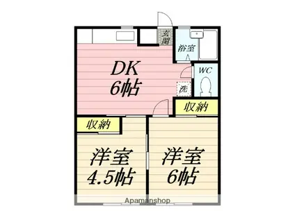 ハイツ保田(2DK/2階)の間取り写真