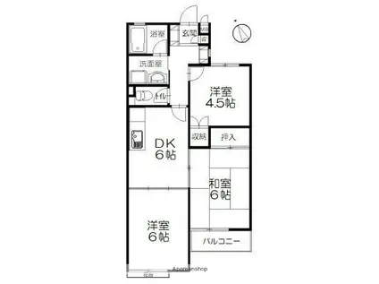 ピースフル湘南B棟(3DK/1階)の間取り写真