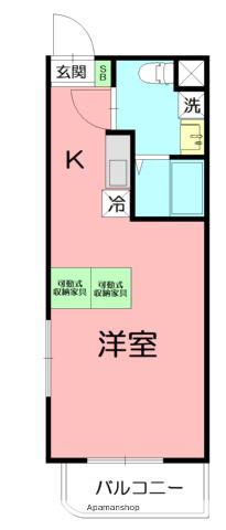 プレイズレイ(ワンルーム/1階)の間取り写真