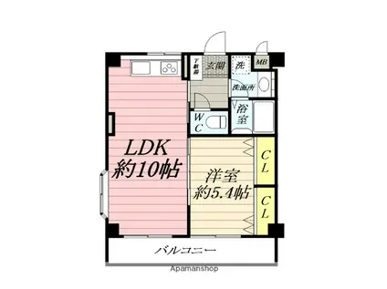 マリーン荻窪(1LDK/2階)の間取り写真