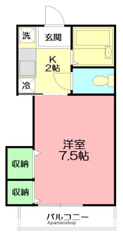 ブルーエイト(ワンルーム/2階)の間取り写真