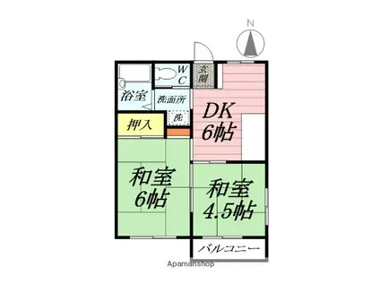 幸町フラット(2DK/2階)の間取り写真