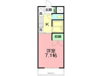 メゾン榎木町(1K/4階)の間取り写真