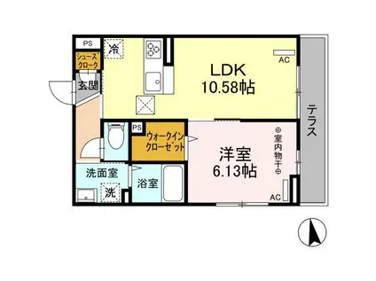 ラ・パージュ桜(1LDK/1階)の間取り写真