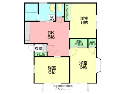 グリーンベル(3DK/2階)の間取り写真