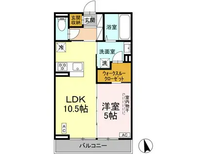 D-ROOM伊勢原三丁目(1LDK/3階)の間取り写真