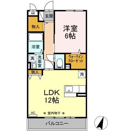 クレール湘南台Ⅱ(1LDK/2階)の間取り写真