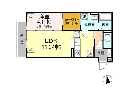 ラ・パージュ桜(1LDK/1階)の間取り写真