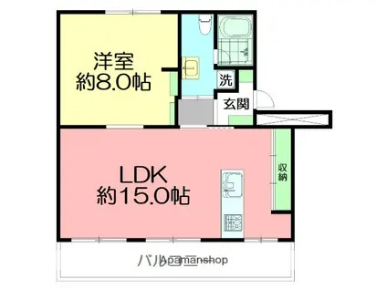 東高森団地18号棟(1LDK/5階)の間取り写真