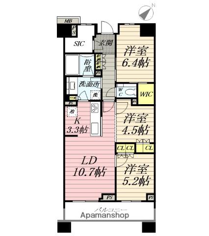 ブランズ中央林間(3LDK/5階)の間取り写真